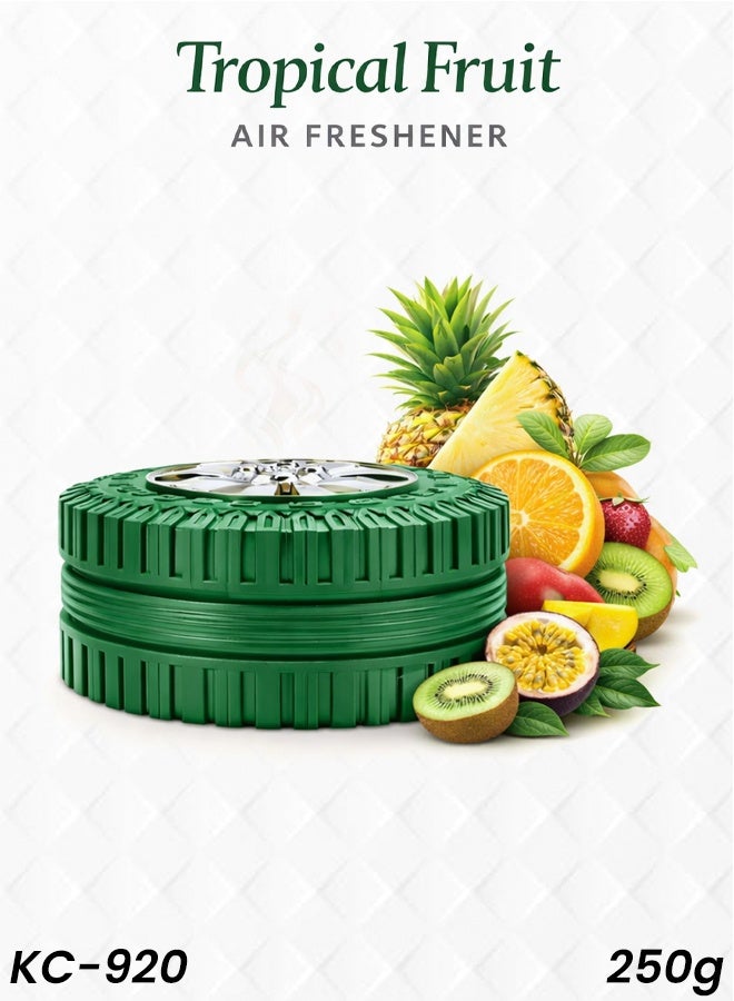 معطر جو للسيارة برائحة الفواكه الاستوائية، 250 غرام، KC-920، جل عطري يدوم طويلاً، مانع للانسكاب، خالٍ من الكحول، مزيل روائح عضوي للسيارة، مناسب لحامل الأكواب في لوحة القيادة، للمنزل والمكتب وغرفة النوم والمطبخ، معطر صلب يزيل الروائح الكريهة، للاستخدام في جميع الفصول. - Image 1